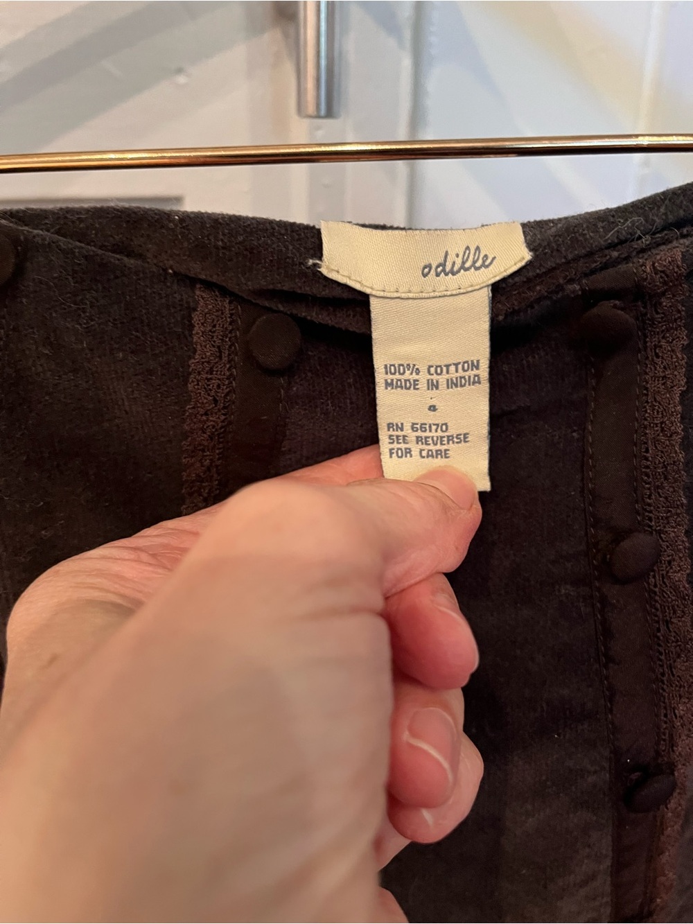Anthropologie Odille Dark Brown Velvet Skirt with Button and Ribbon Trim - Picture 3 of 5
